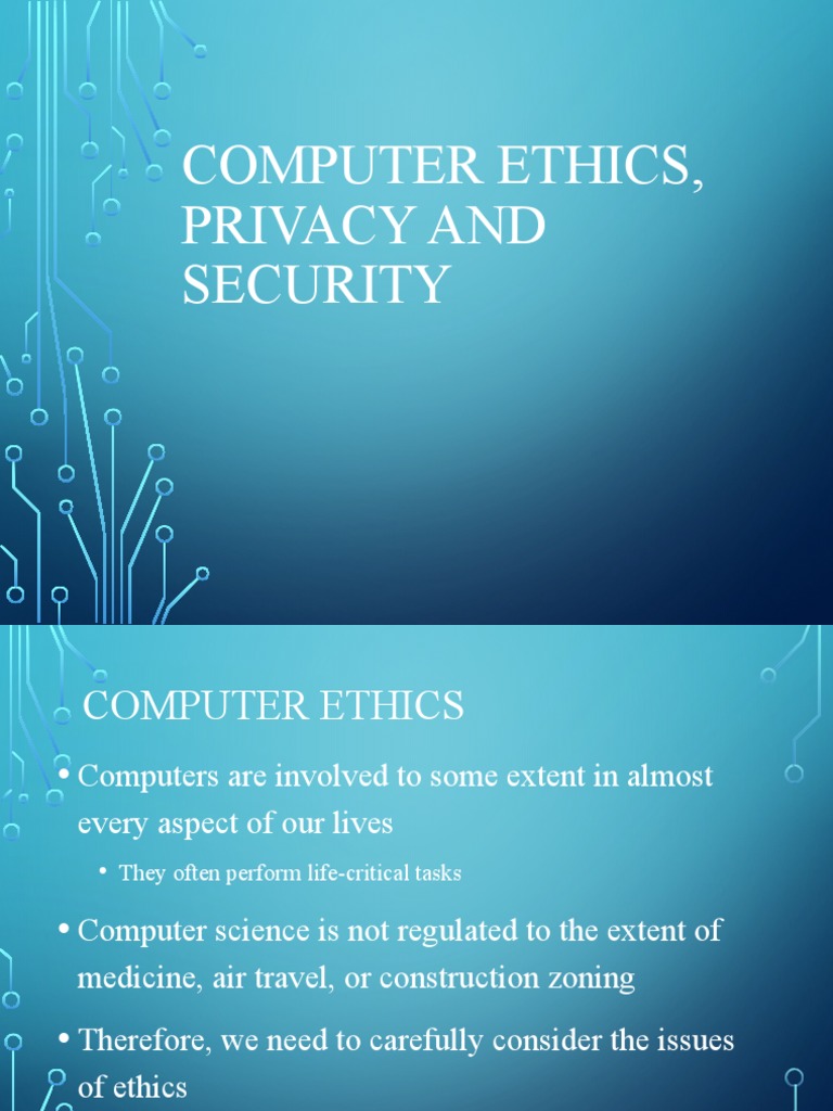 Computer Ethics, Privacy and Security PDF Security Hacker Security