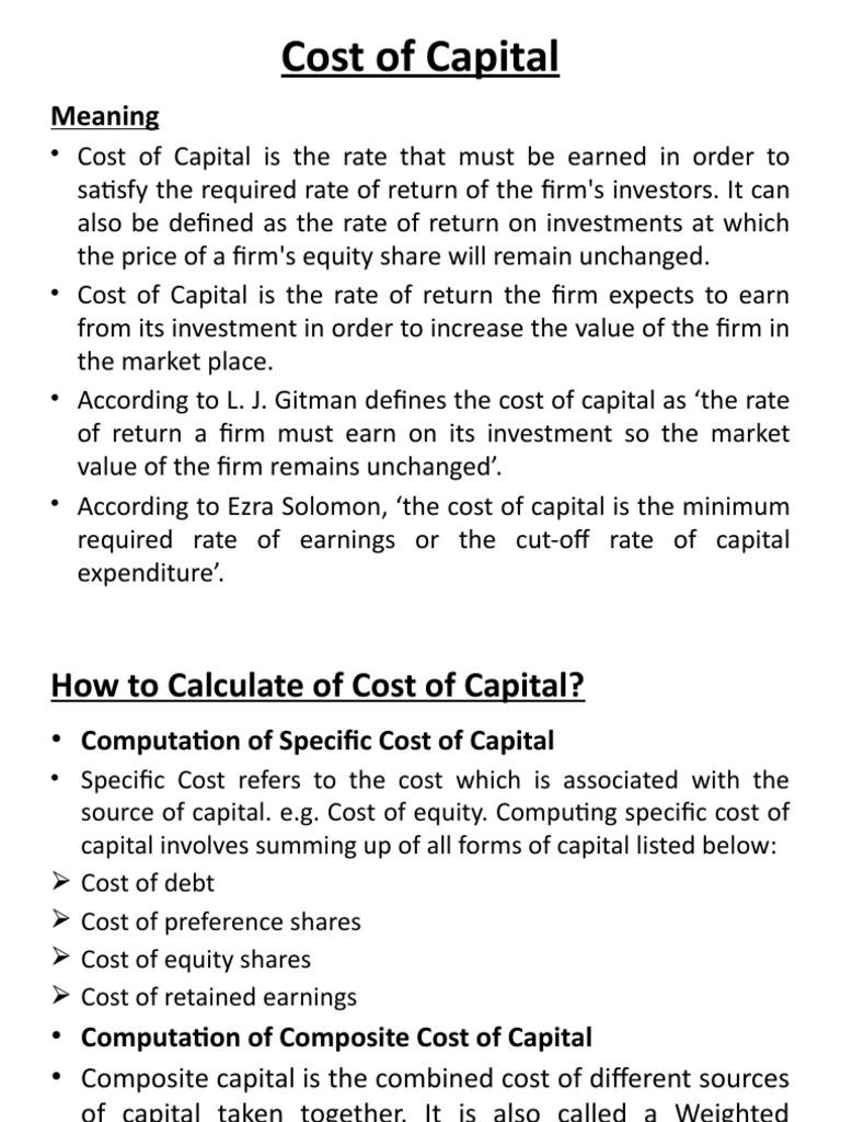 Understanding Cost of Capital | PDF