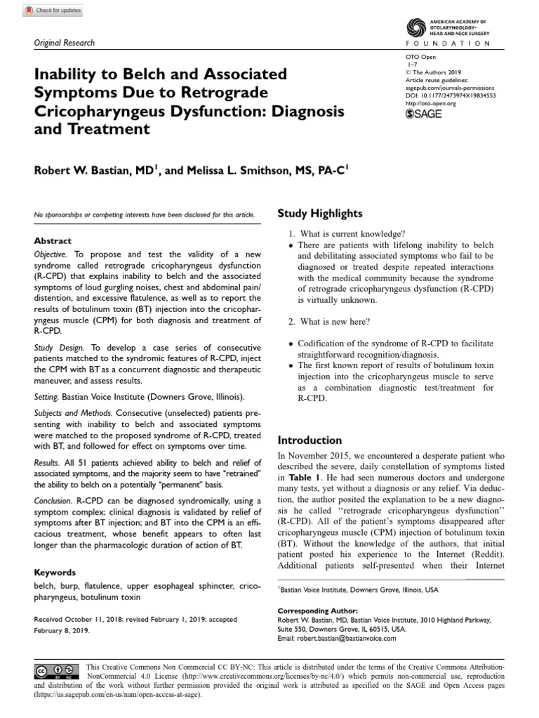 Retrograde Cricopharyngeus Dysfunction | PDF