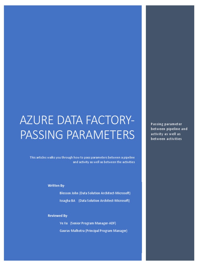 Azure Data Factory Whitepaper PassingParameters | PDF | Parameter ...