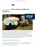 Khutbah Idul Fitri - Lebaran, Mudik, Dan Orang Tua