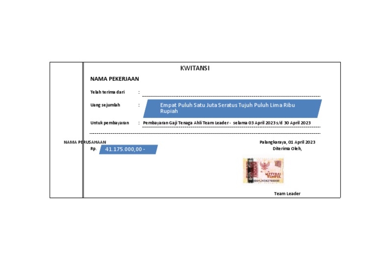 Contoh Kwitansi Project | PDF