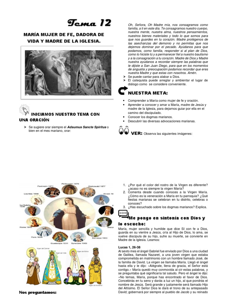 TEMA 12 MARÍA MUJER DE FEB | PDF | María, madre de Jesús | Oración