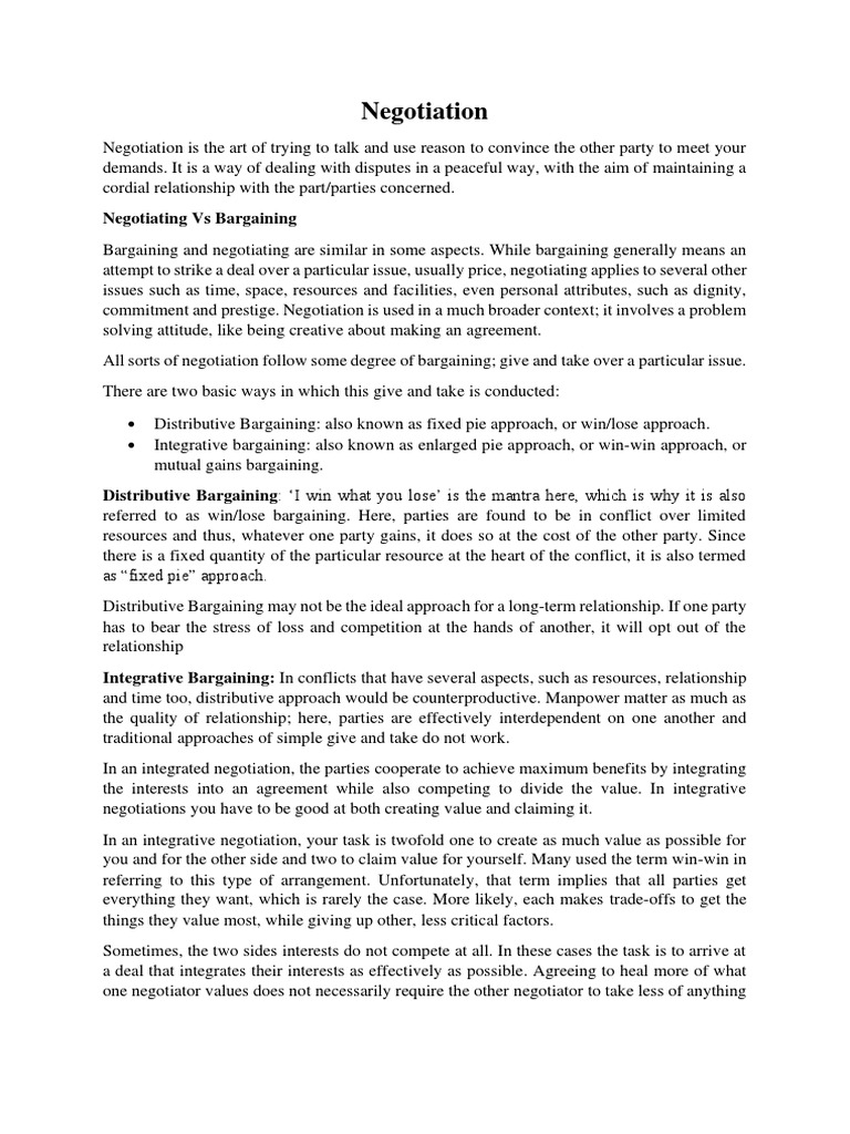 Win-Win Negotiation Strategies | PDF | Negotiation | Bargaining