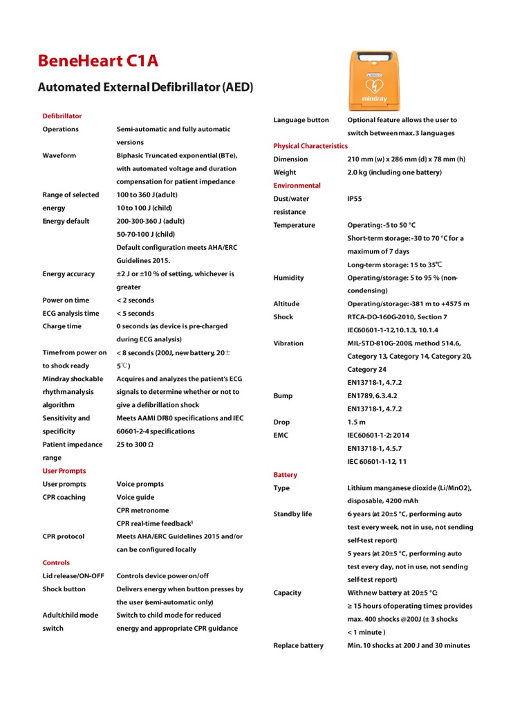 BeneHeart C1A Datasheet - EN | PDF