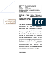 APERSONAMIENTO A JUZGADO INV. PREPARATPORIA DE PARINACOCHAS AYACUCHO Meliton Rios Quispe