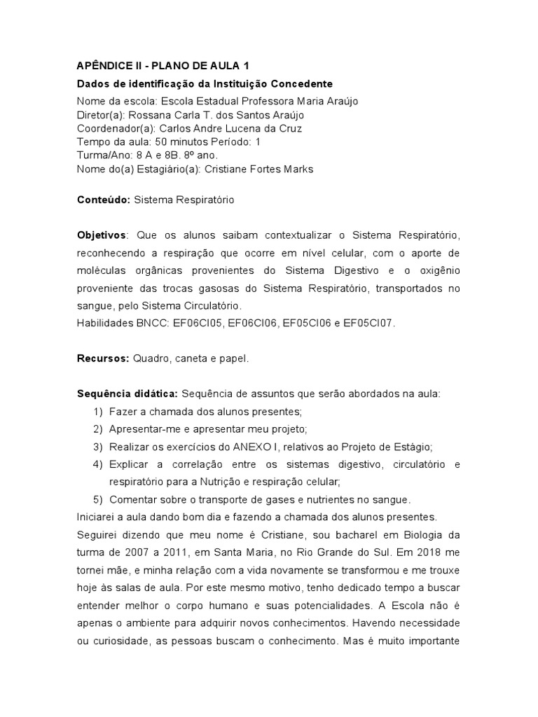 1 Plano de Aula - Sist - Resp.contextualizando1 | PDF | Bem-estar