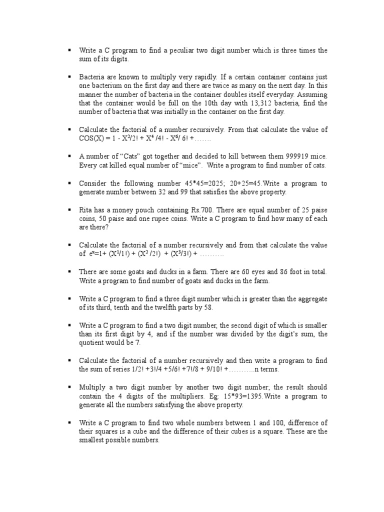 Puzzles in C | PDF | Numbers | Multiplication