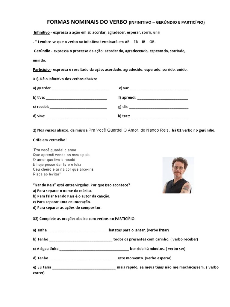 Atividades sobre Formas Nominais do Verbo | PDF | Amor