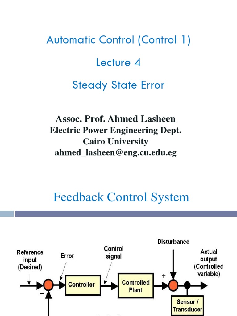 Automatic Control - Lecture 4 | PDF | Computer Science | Electronic ...