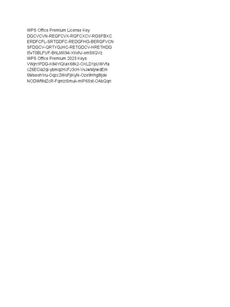 WPS Office Premium License Key PDF