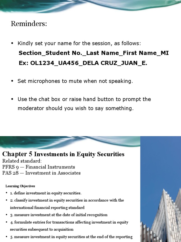 Chapter 5investments in Equity Secutiries | PDF | Dividend | Stocks