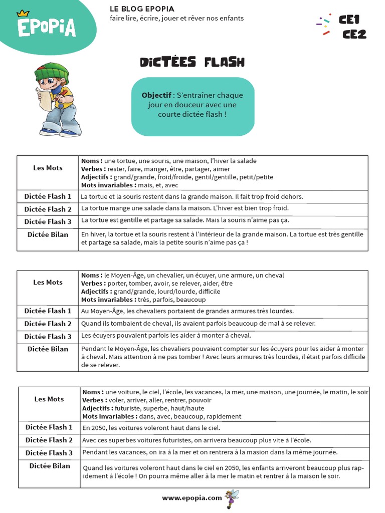 Dictée Flash - CE1-CE2 | PDF
