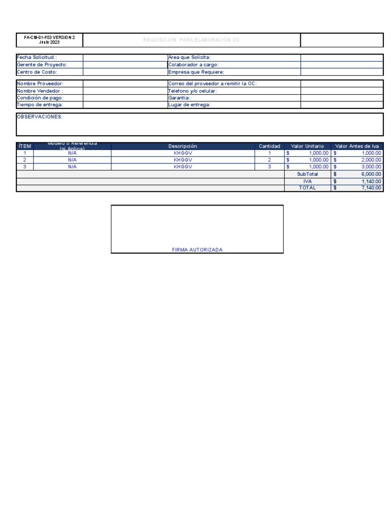 Formato de Requisición para Adquisición de Materiales Y/o Servicios | PDF