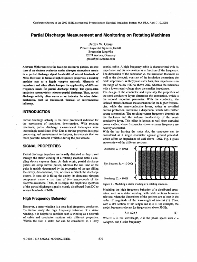 Partial Discharge Measurement and Monitoring on Rotating Machine | PDF ...