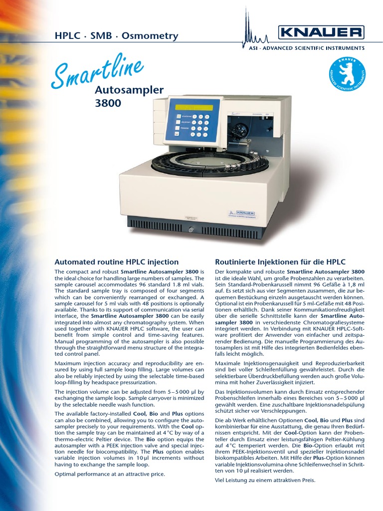 Autosampler Smartline 3800 | PDF