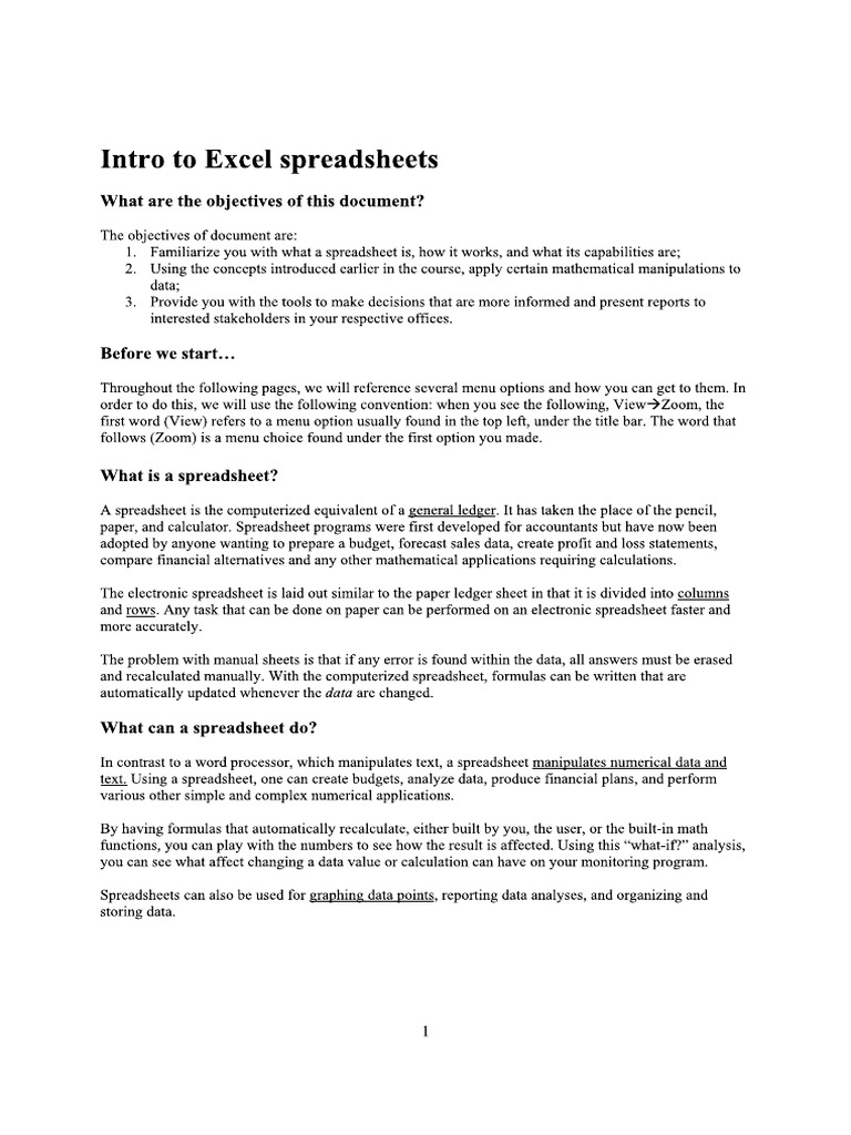 Intro to excel spreadsheets usingexcelrev pdf