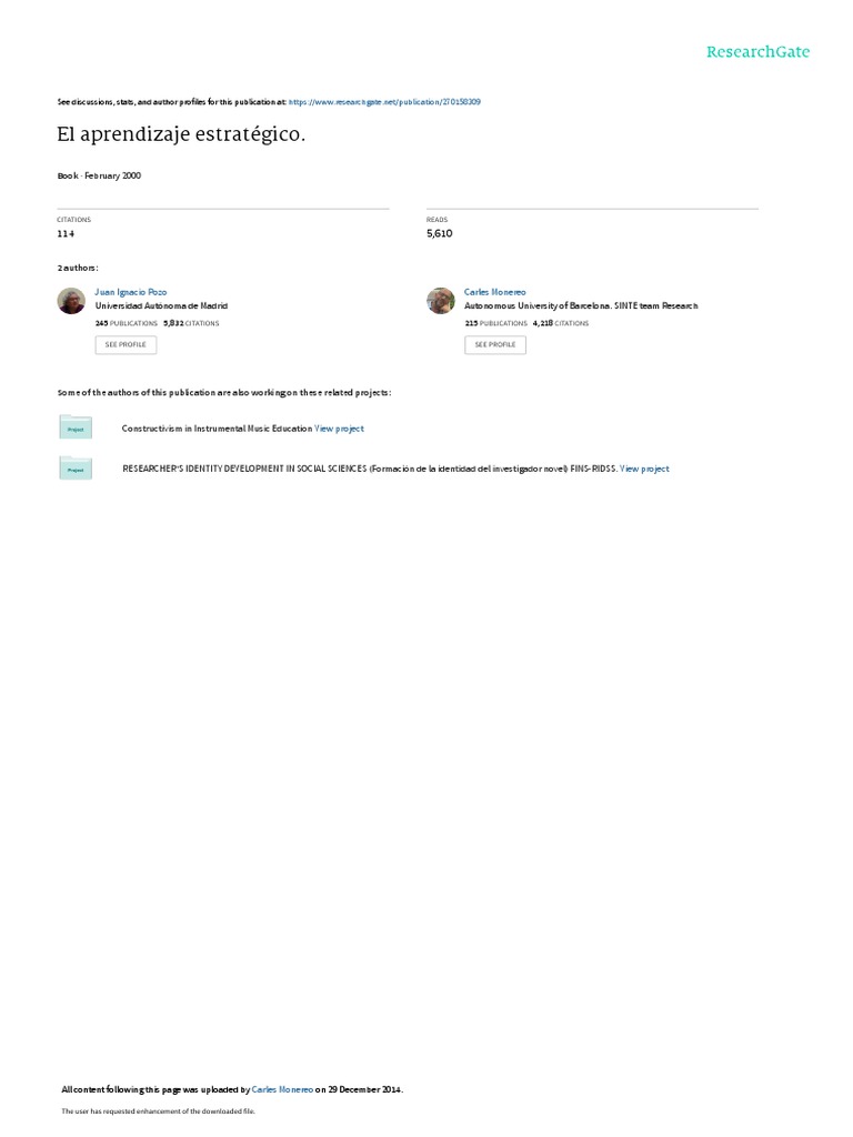 El Aprendizaje Estratégico PDF Aprendizaje Enseñando