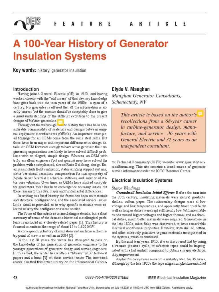 A Century of Generator Insulation History | PDF | Insulator ...