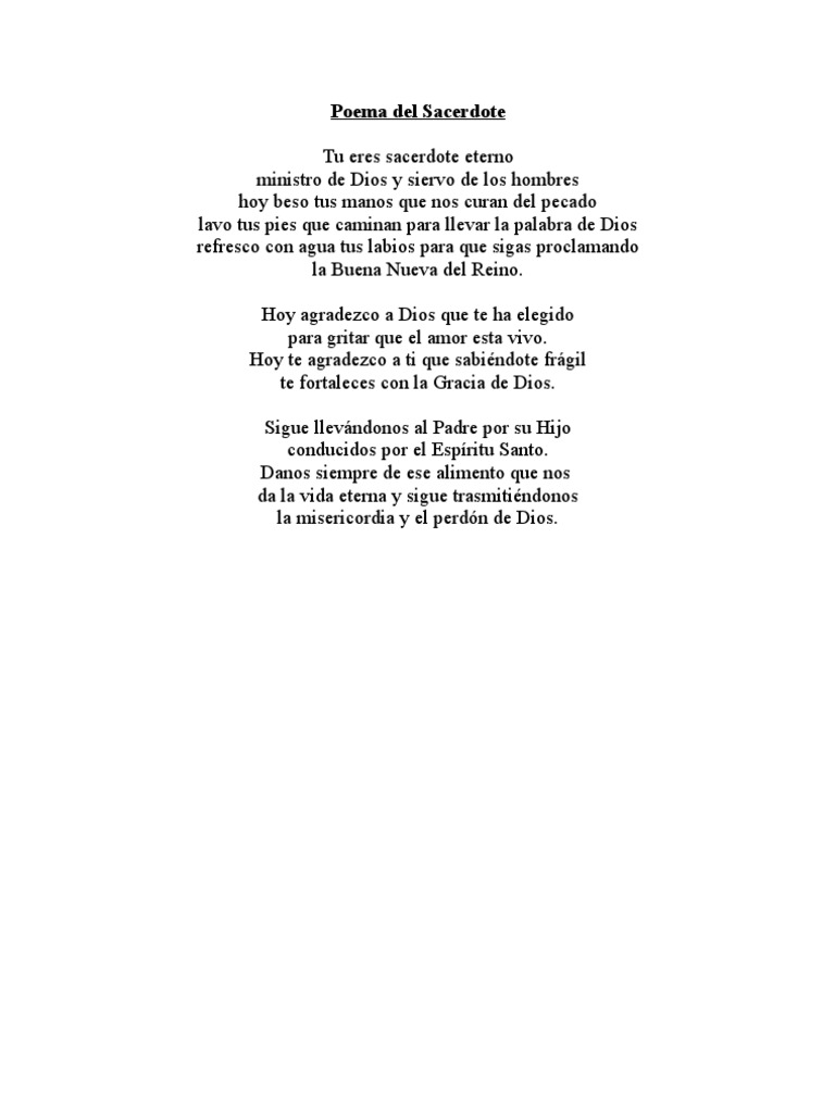 Poema Del Sacerdote Creencia Religiosa Y Doctrina Religion Y Creencia