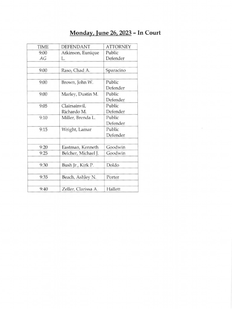 Jefferson County Court Calendar June 26, 2023 PDF
