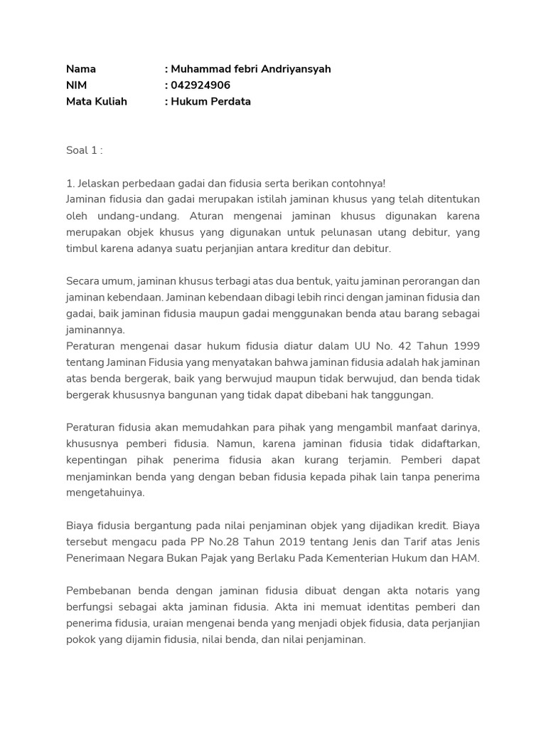 Tugas 3 - Hukum Perdata - Muhammad Febri Andriyansyah | PDF