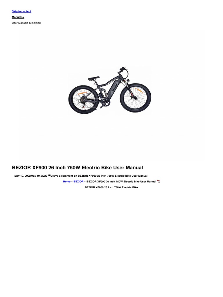 xf900 26Inch750wElectricBikeManual PDF Battery Charger