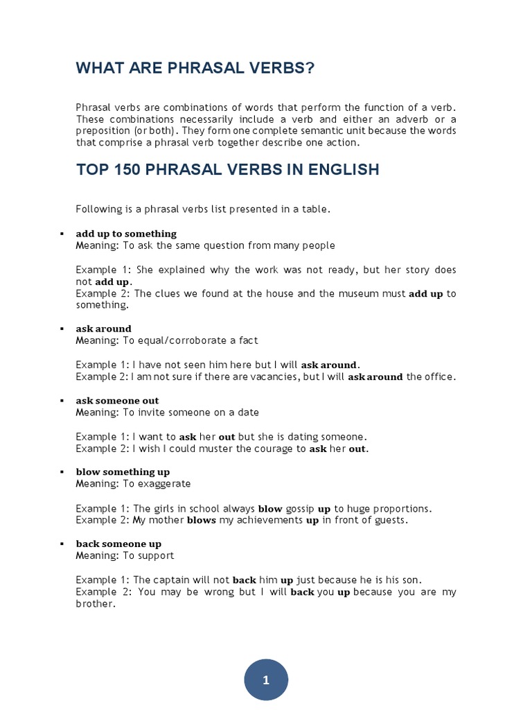 Top 150 Essential Phrasal Verbs | PDF | Language Arts & Discipline ...