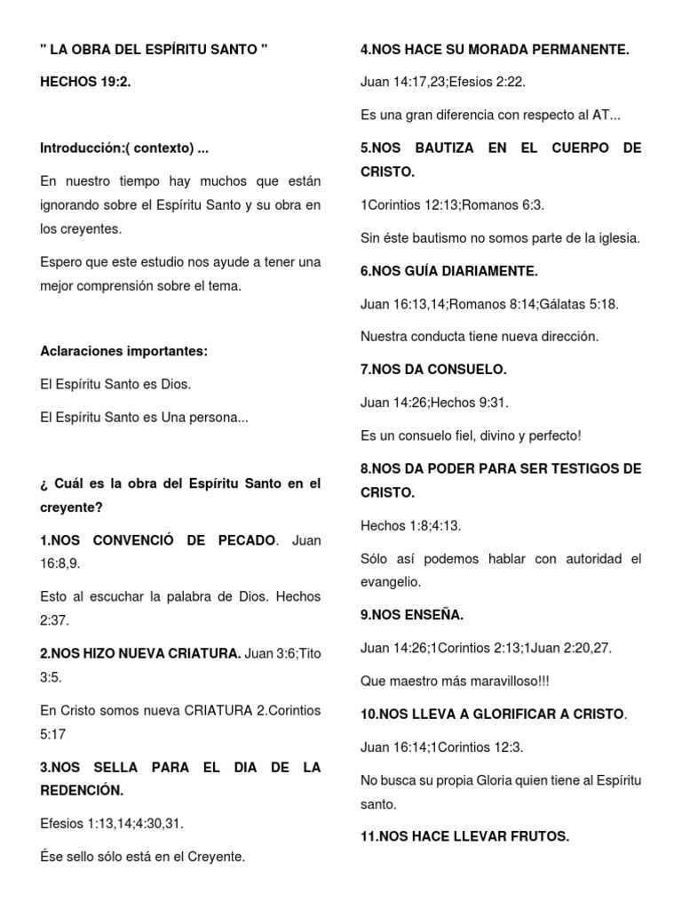 La Obra Del Espíritu Santo | PDF | espíritu Santo | Cristo (título)