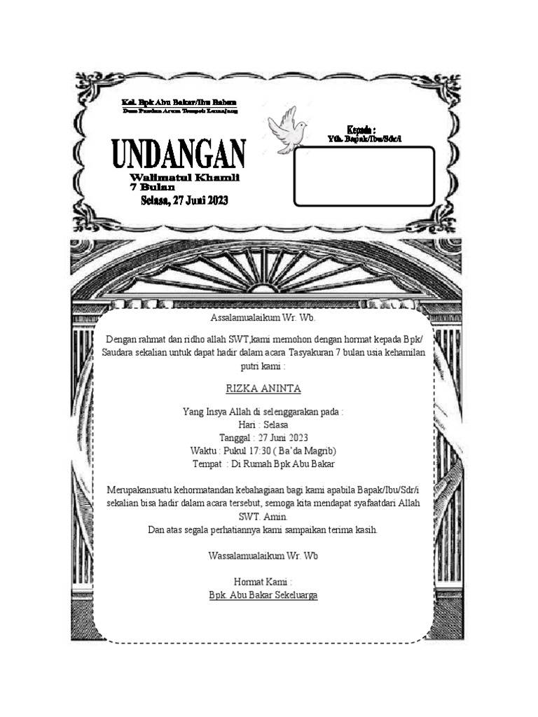 Doc1 Undangan 7 Bulanan | PDF