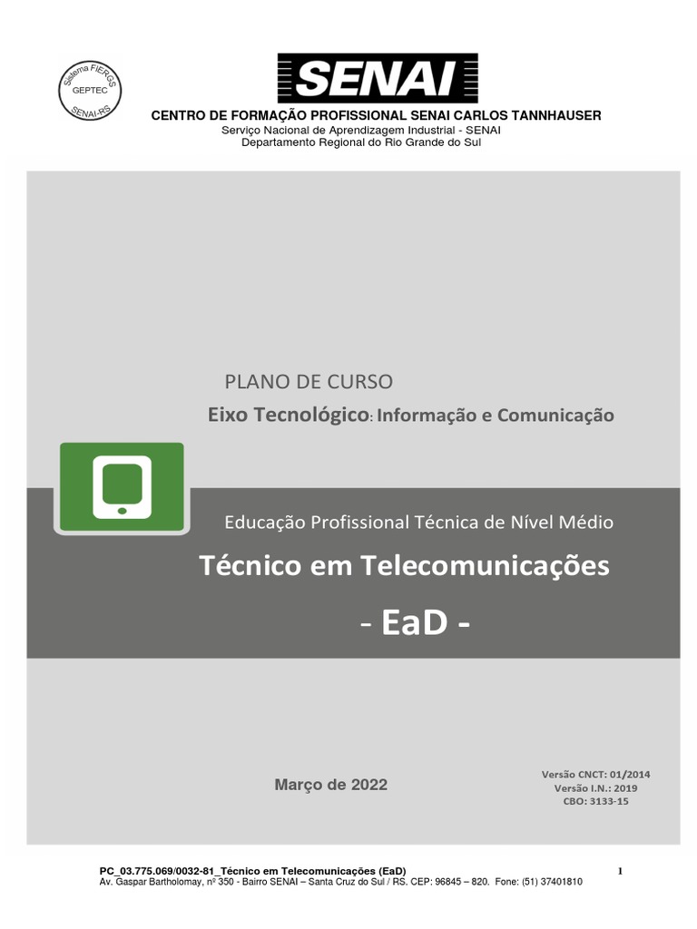 Curso Técnico em Telecomunicações EaD SENAI | PDF | Desenvolvimento ...