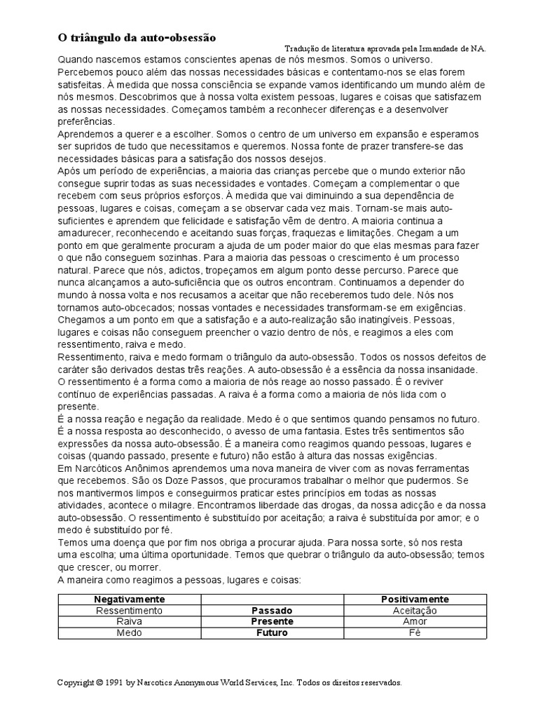 Triangulo Auto Obsessao | PDF | Psicologia