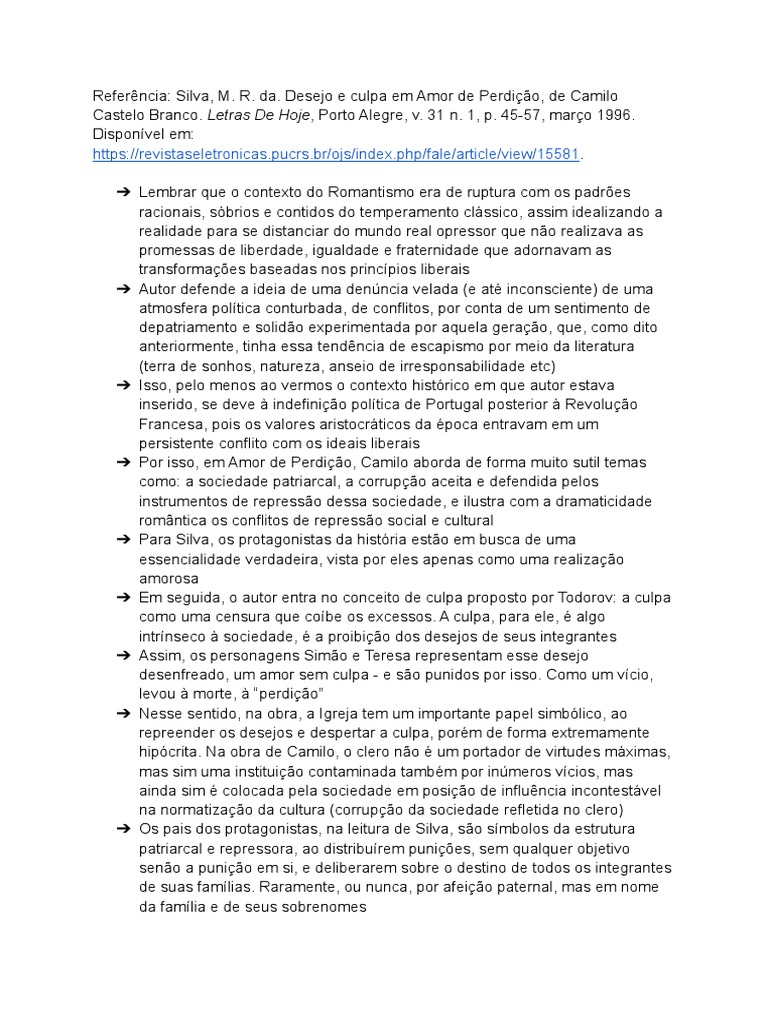 Desejo e Culpa em Amor de Perdição | PDF | Amor | Romantismo