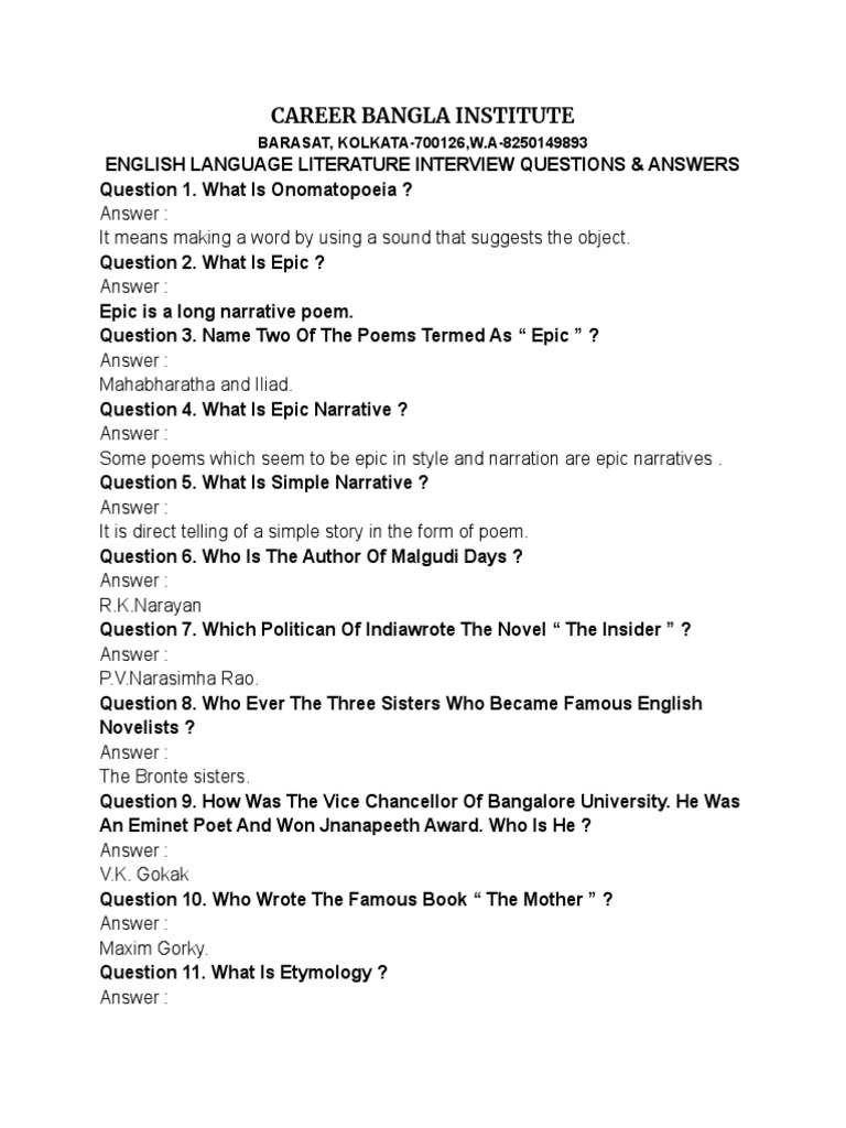 English Mock Interview Pdf Poetry Sonnets