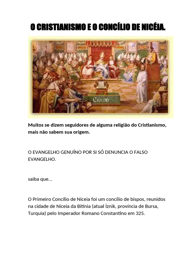 Cristianismo e o Concílio de Nicéia | PDF | Igreja católica ...