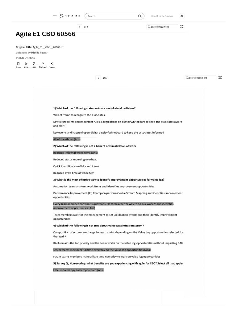 Agile E1 CBO | PDF