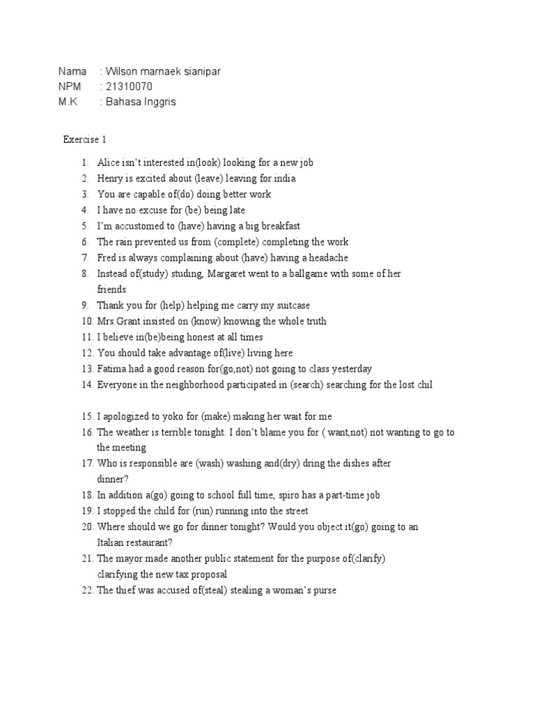 English Grammar Exercises for Students | PDF | Language Arts ...