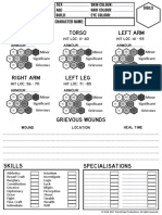 Z Land Character Sheet and Cheat Sheet