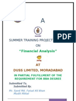 Financial Analysis at Duss Limited: A Summer Training Project Report