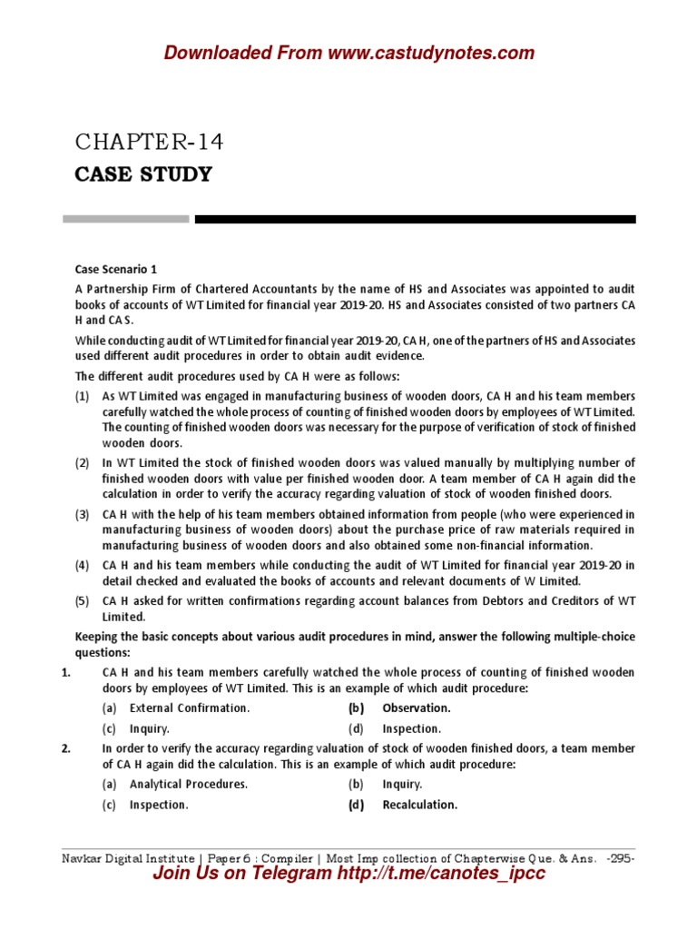 Audit Case Studies PDF Audit Internal Control