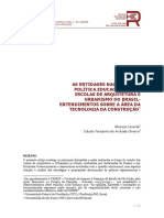 The National Entities in The Education Politics of The Schools of Architecture and Urbanism of Brazil Understanding On The Area of Technology of ConstructionHistoria Da Educacao