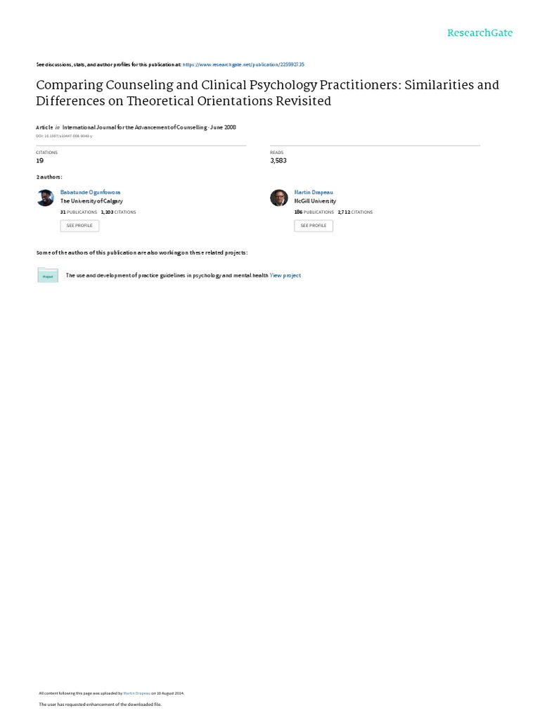 Comparing counseling and clinical psychology practitioners similarities
