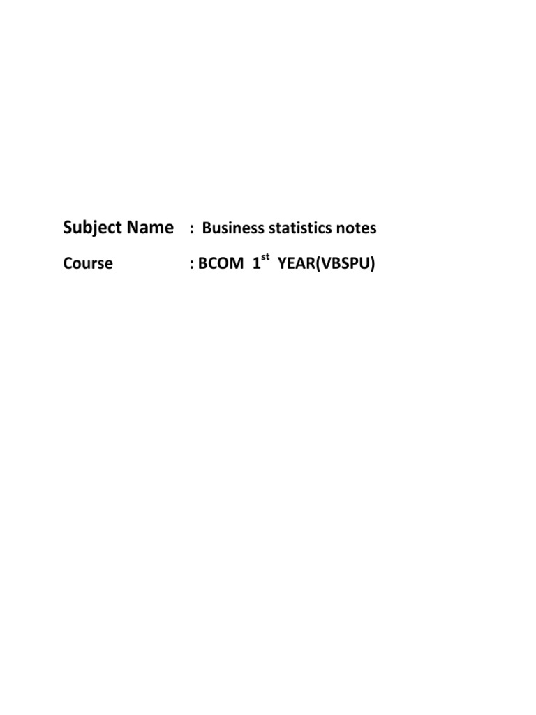 BCOM-Business Statistics Notes | PDF | Sampling (Statistics) | Statistics