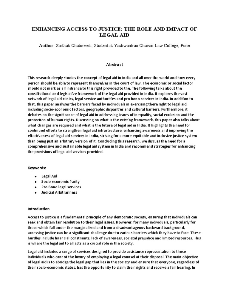Enhancing Access To Justice - The Role and Impact of Legal Aid | PDF ...