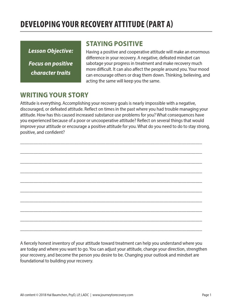 Developing a Positive Recovery Attitude | PDF | Self Esteem ...