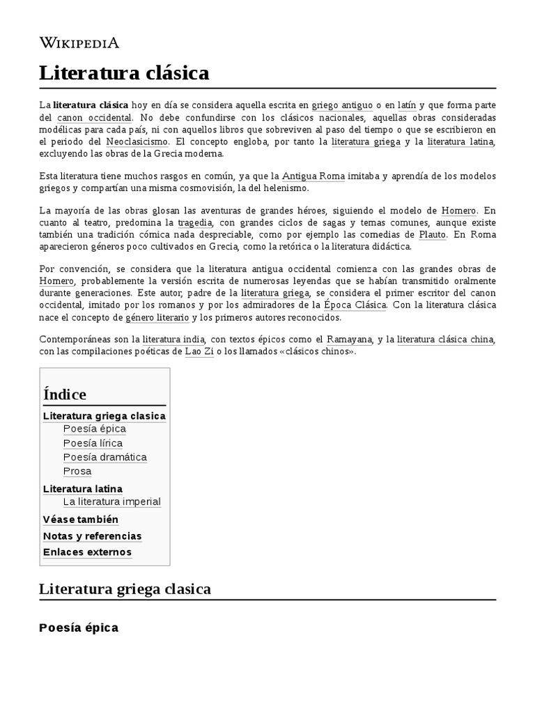 Literatura Clásica | PDF | Literatura antigua
