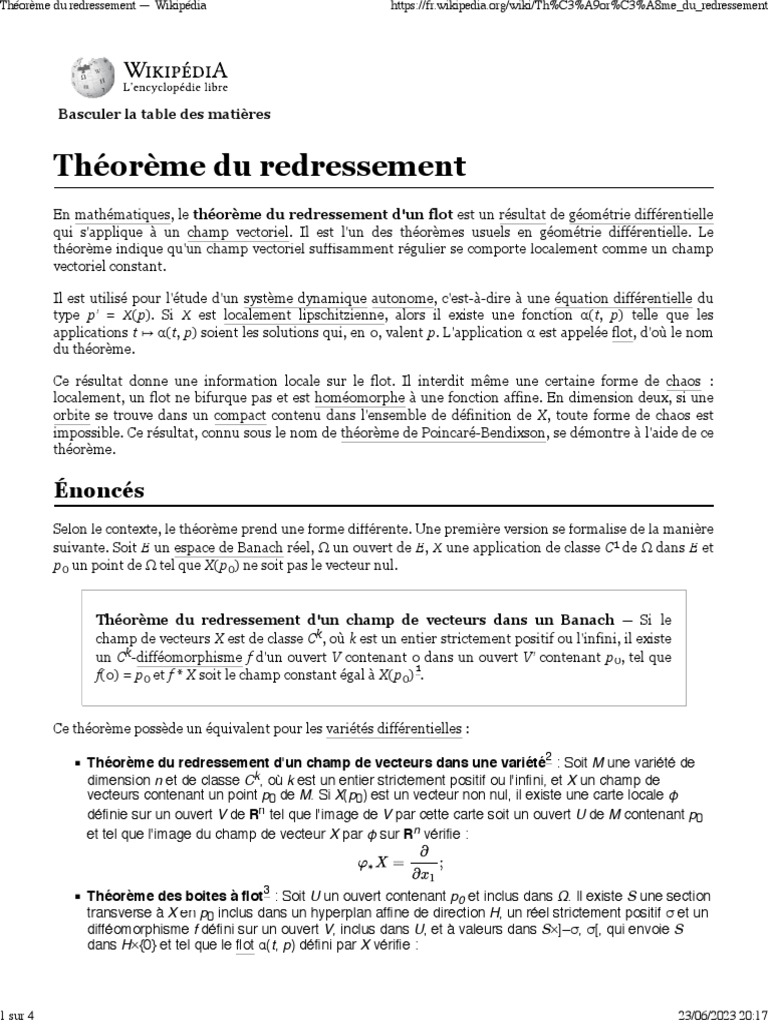 Théorème du redressement en géométrie | PDF | Physique mathématique ...