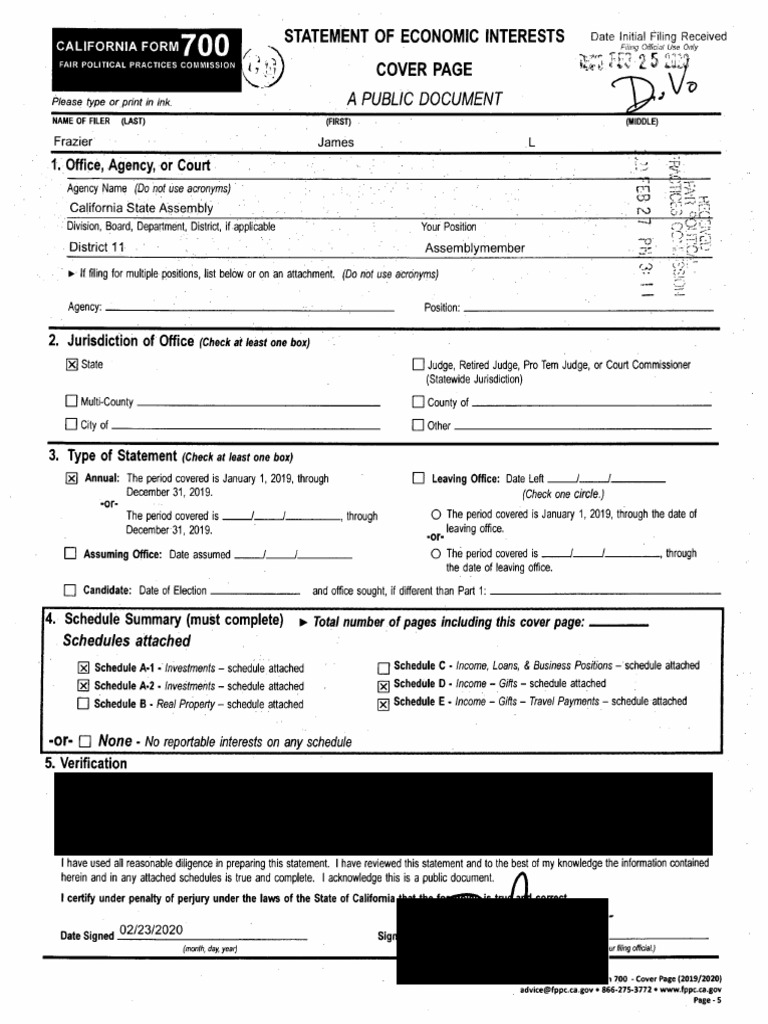 Frazier fppc form 700 2020 download free pdf irs tax forms 501 c