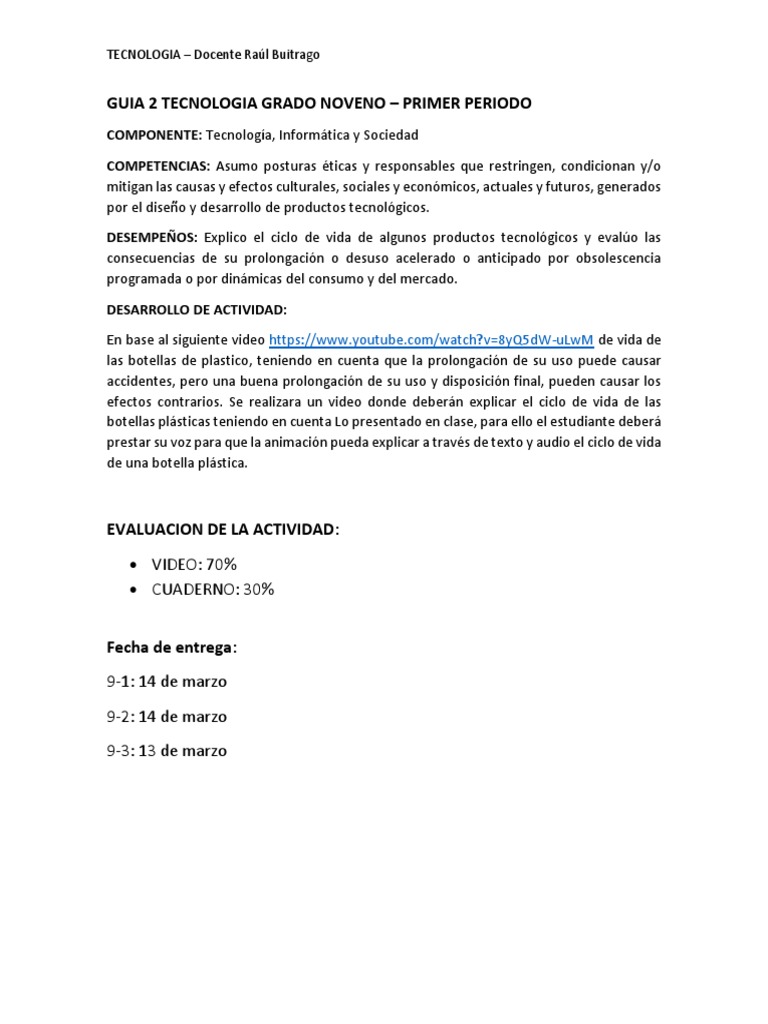 Guia 2 Tecnologia Grado Noveno | PDF