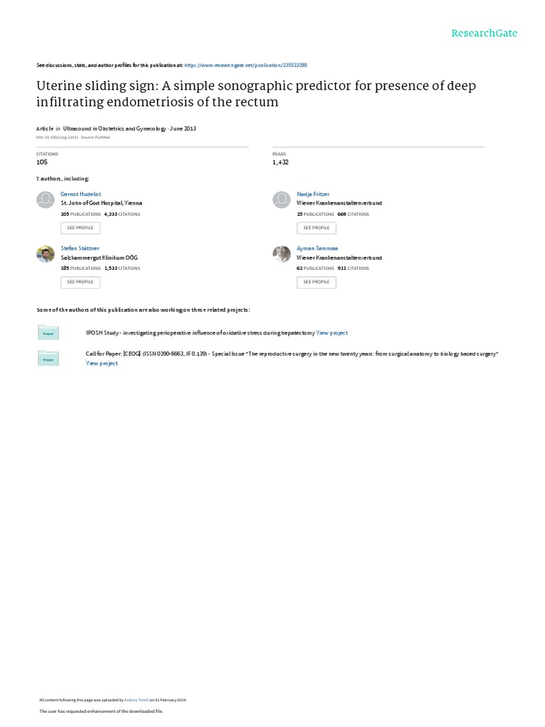 Uterine Sliding Sign A Simple Sonographic Predicto PDF Sensitivity